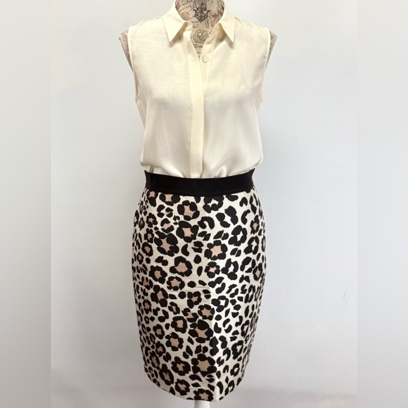 ANN TAYLOR Black and brown leopard print pencil skirt size 8 - Picture 1 of 12